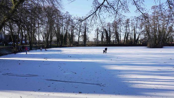 Zugefrorene Seen in Stuttgart: Lebensgefahr auf dem Eis – Verbot führt zu einzelnen Polizeieinsätzen