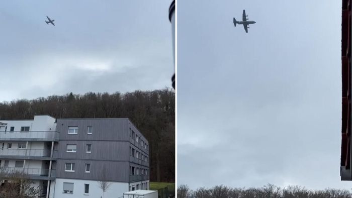Technische Störung?: Video zeigt Militärmaschine im Tiefflug über Stuttgart