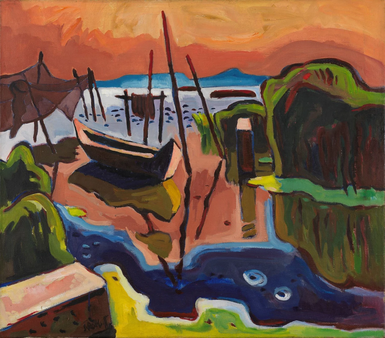 Meeres-Idylle in Hitlers Reich:  Schmidt-Rottluffs „Fischerbucht“ von 1937