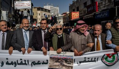 Anhänger der Muslimbruderschaft in Jordanien demonstrieren in Solidarität mit der Hamas