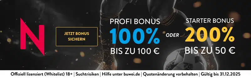 Jetzt den NEO.bet Neukundenbonus sichern 200% bis 50 Euro oder 100% bis 100€ Bonus NEO.bet