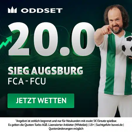 Jetzt den Oddset Quotenboost sichern 20.0 Quotenturbo zu Augsburg - Union Berlin bei Oddset