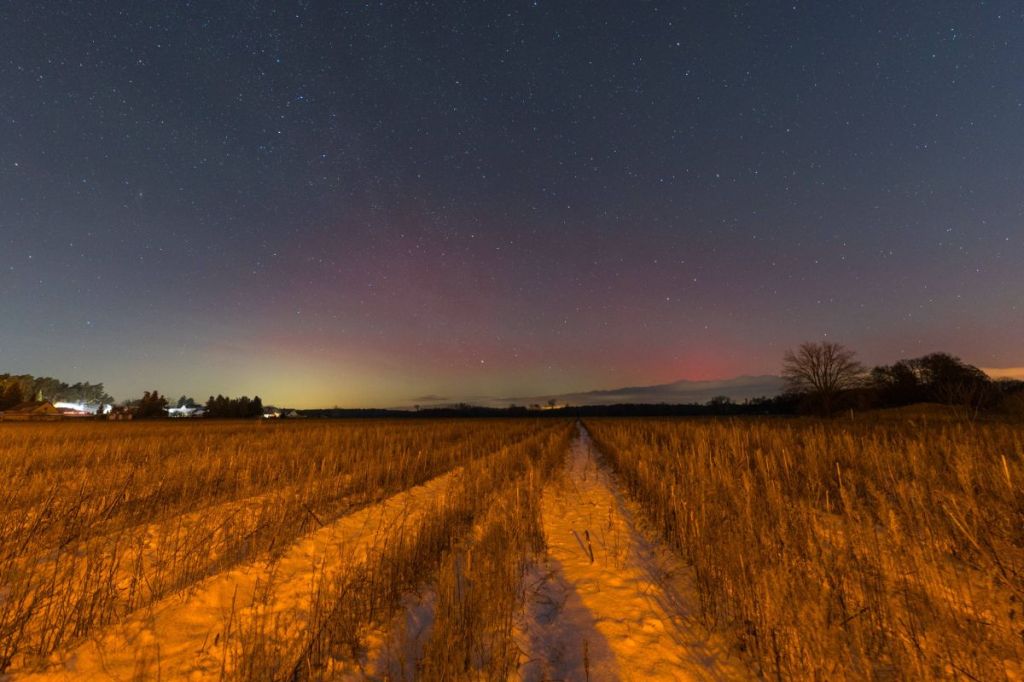 Polarlichter über Kolkwitz, Brandenburg.
