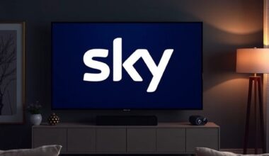 Sky-Logo auf einem Fernseher.