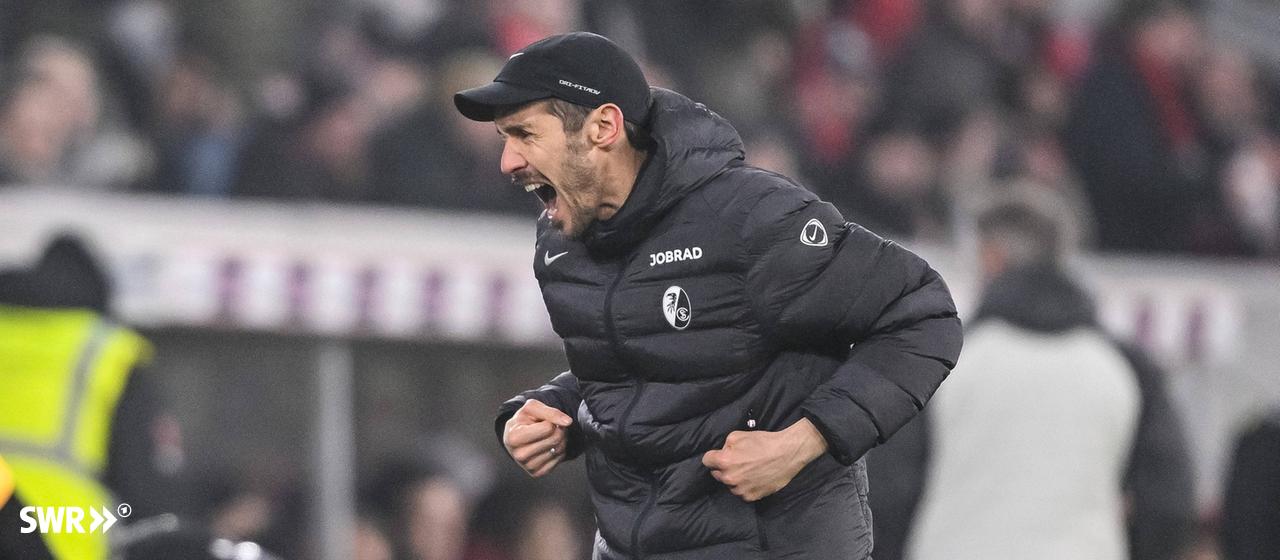 Julian Schuster - Trainer SC Freiburg | IMAGO, IMAGO / DeFodi Images Trainer Julian Schuster (SC Freiburg) jubelt waehrend des spiels der Bundesliga zwischen Club Freiburg und 1. FC Köln
