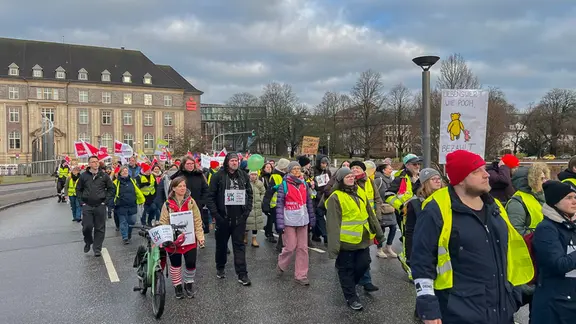 Auch in Kiel zog ein Demonstrationszug durch die Stadt. | NDR, Hannah Freitag Demozug Ver.di Kiel