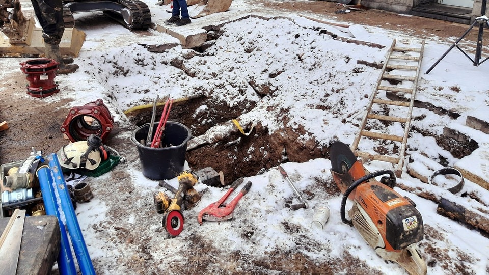 Wasserrohrbruch im Zentrum von Chemnitz behoben