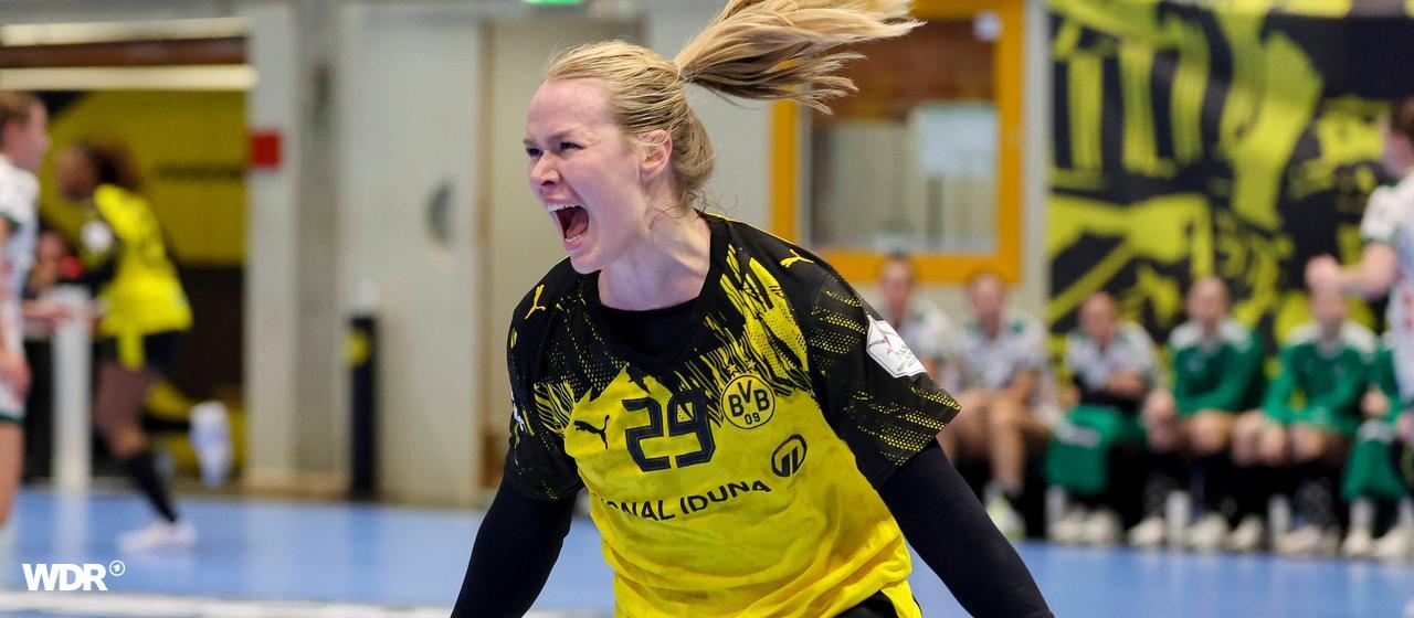 Dortmunds Emma Olsson beim Jubel. | IMAGO/DeFodi Images Dortmunds Emma Olsson beim Jubel.
