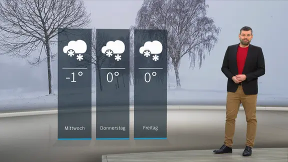 Wetterexperte Sebastian Wache steht im Studio mit der Wettervorhersage. | NDR Wetterexperte Sebastian Wache steht im Studio mit der Wettervorhersage.