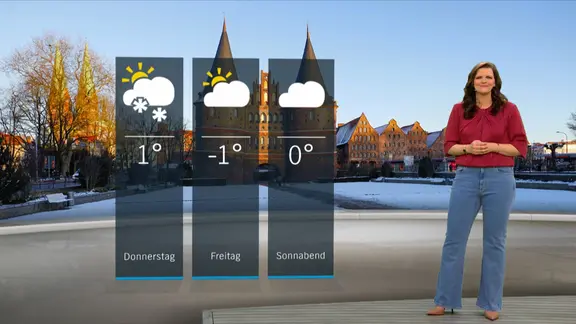 NDR Schleswig-Holstein Moderatorin Doreen Pelz mit der Wettervorhersage. | NDR NDR Schleswig-Holstein Moderatorin Doreen Pelz mit der Wettervorhersage.