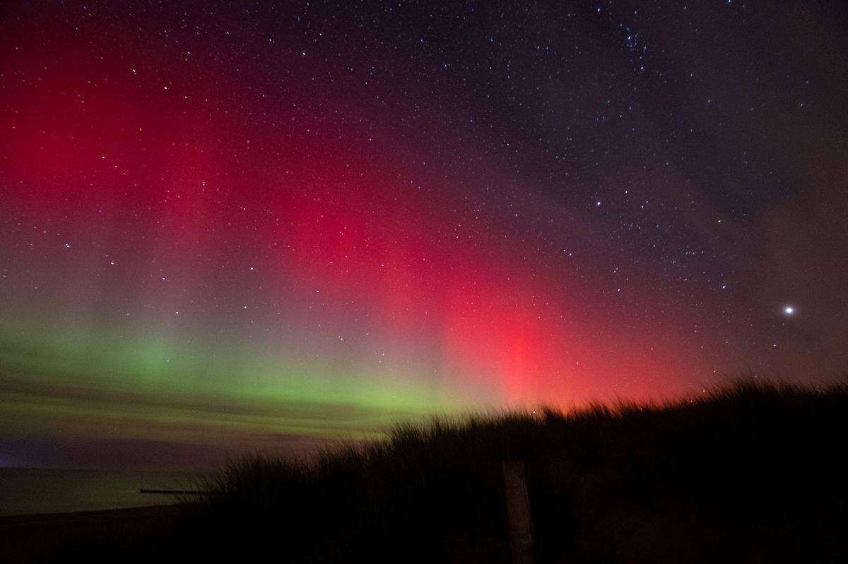 Polarlichter am Strand in Dierhagen Ost.