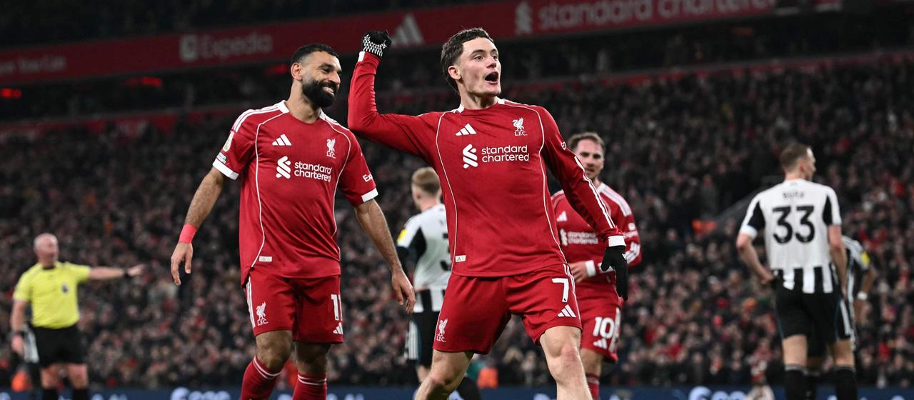 Liverpools Florian Wirtz bejubelt seinen Treffer gemeinsam mit Mohamed Salah | Paul ELLIS / AFP Liverpools Florian Wirtz bejubelt seinen Treffer gemeinsam mit Mohamed Salah