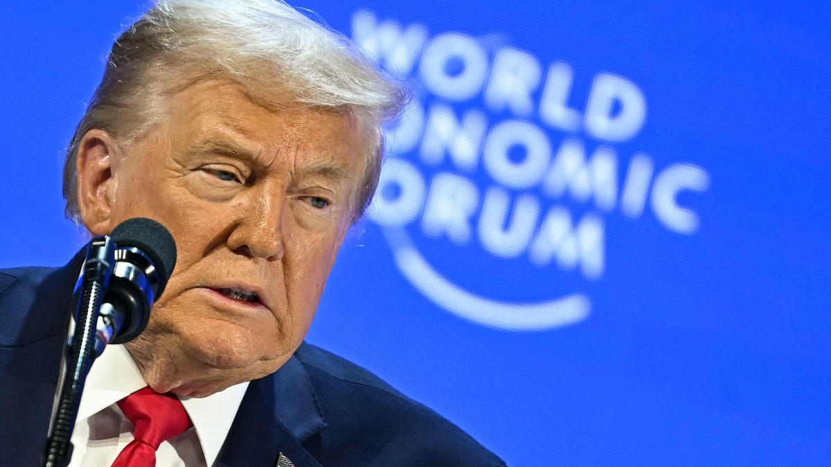 US President Donald Trump delivers a special address during the World Economic Forum (WEF) annual meeting in Davos on January 21, 2026. The World Economic Forum takes place in Davos from January 19 to January 23, 2026. (Photo by Fabrice COFFRINI / AFP)