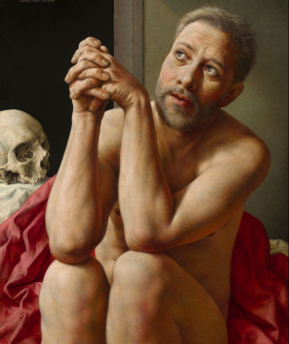 Michael Triegel im Selbstporträt als Hiob (80 x 60 cm): Die biblische Figur zweifelte trotz Schicksalsschlägen nicht an Gott. Triegel ließ sich 2014 als Katholik taufen