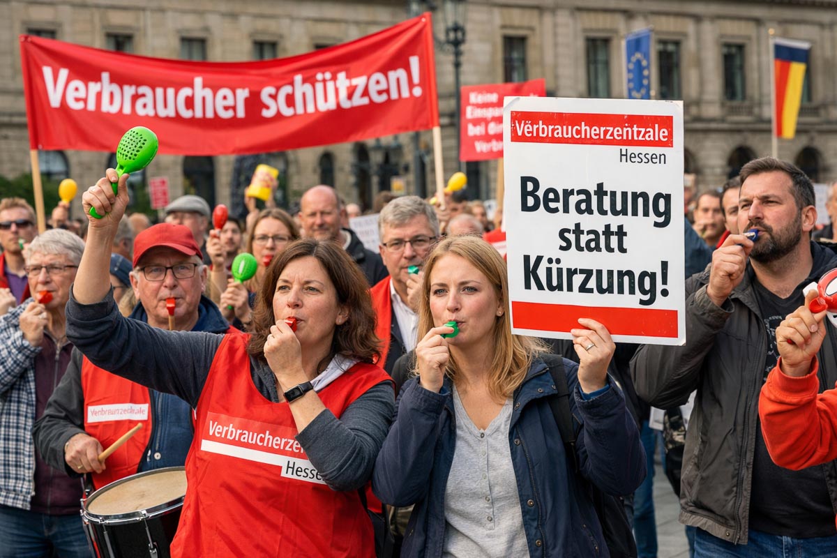 Demo in Wiesbaden: Verbraucherzentrale Hessen schlägt Alarm