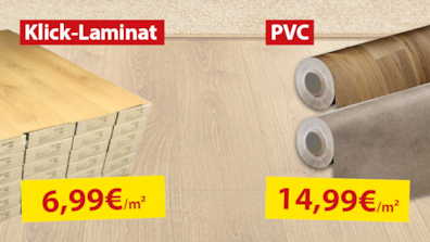 Bei Klick-Laminat und PVC-Boden können Sie nichts falsch machen. Neben unzähligen Varianten, ist es noch dazu einfach zu verlegen und pflegeleicht.