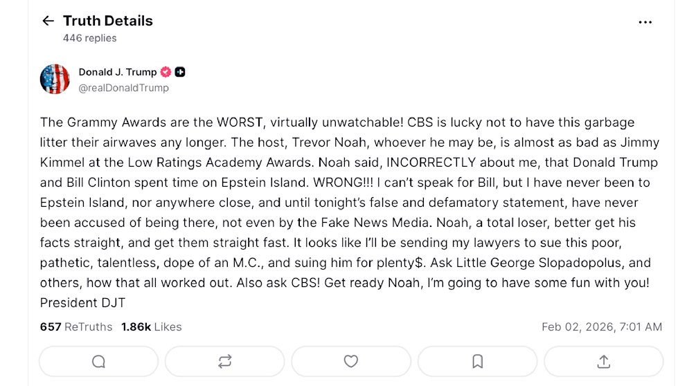 US-Präsident Trump zeigt seinen Ärger auf Truth Social