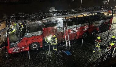 Teambus des Halleschen FC in Frankfurt ausgebrannt