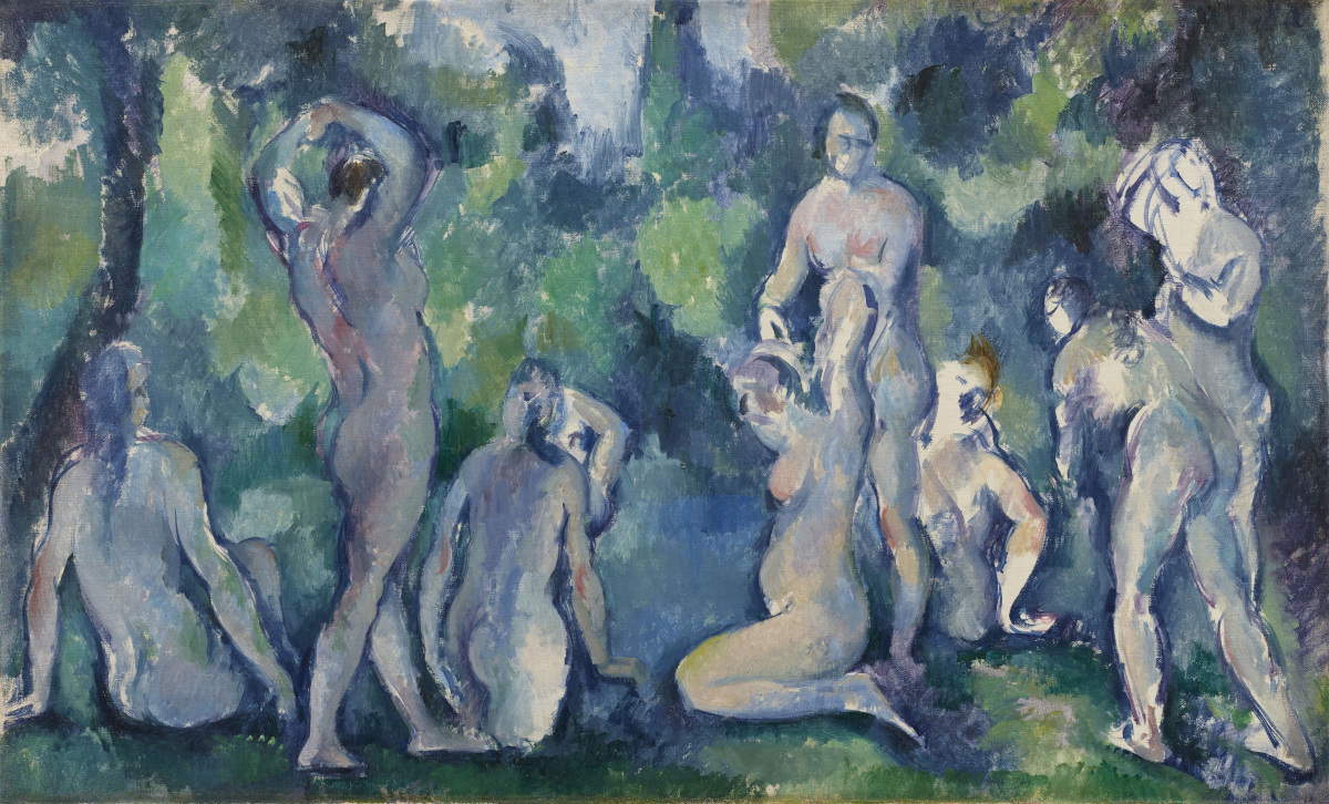 Paul Cezanne, Gruppe von Badenden (1895; Öl auf Leinwand, 47 x 77 cm; Kopenhagen, Ordrupgaard). Foto: Anders Sune Berg