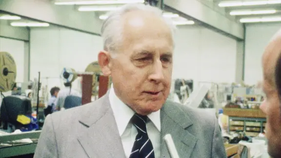 Rudolf Hell in seiner Firma im Interview im Jahr 1977. | Screenshot Rudolf Hell in seiner Firma im Interview im Jahr 1977.