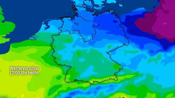 Screenshot der Temperaturvorschau vom 03. Februar, 12 Uhr bis zum 06. Januar 2026, 13 Uhr.