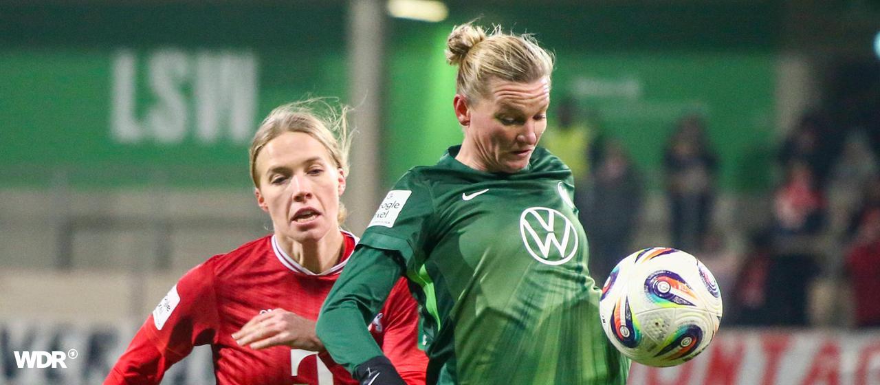 Kölns Celina Degen im Zweikampf mit Alexandra Popp | IMAGO/STEINSIEK.CH Kölns Celina Degen im Zweikampf mit Alexandra Popp