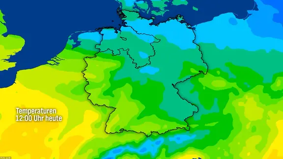 Screenshot der Temperaturvorschau vom 05. Februar, 12 Uhr bis zum 08. Februar 2026, 6 Uhr. | NDR Screenshot der Temperaturvorschau vom 05. Februar, 12 Uhr bis zum 08. Februar 2026, 6 Uhr.