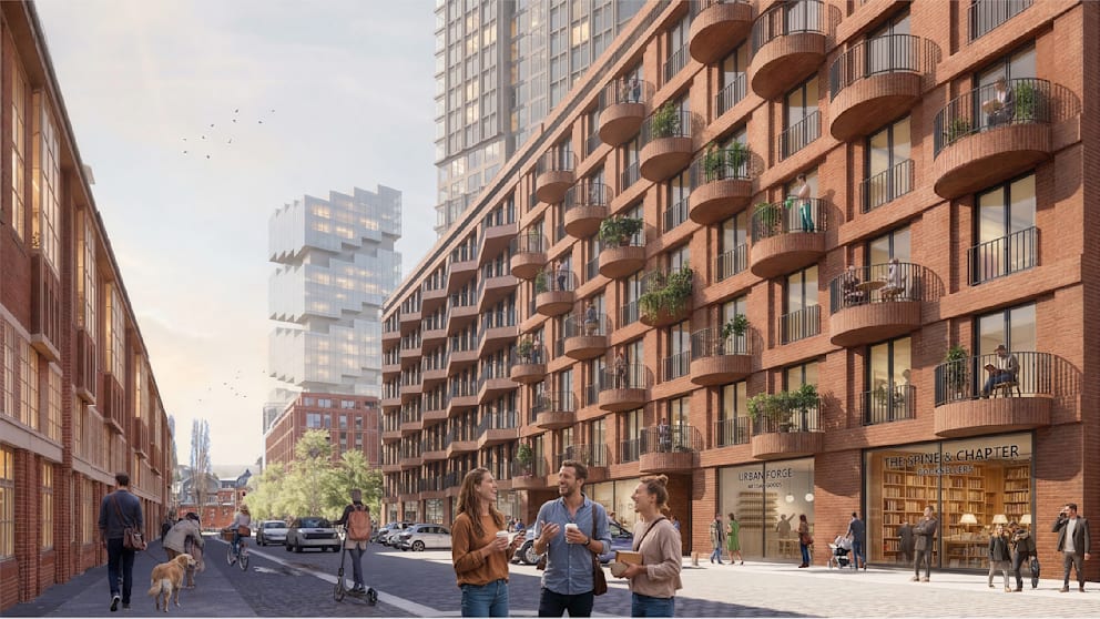 So sieht das Architekturbüro das neue Stadtquartier am Fuß des Wolkenkratzer