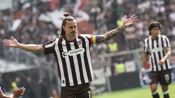 Szene der Bundesliga-Partie FC St. Pauli gegen Mainz 05.