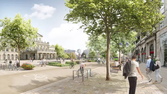 Viel Grün und keine Autos - so soll die Georgstraße in Hannover aussehen. | Landeshauptstadt Hannover Viel Grün und keine Autos - so soll die Georgstraße in Hannover aussehen.