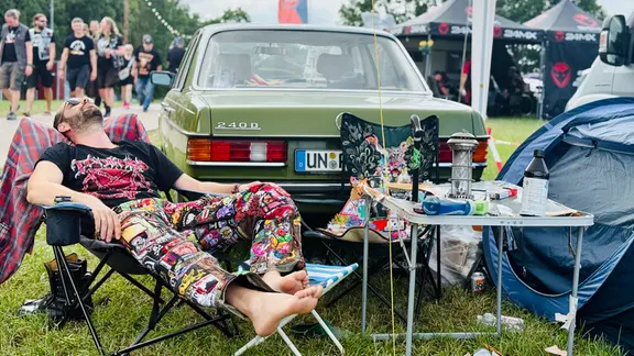 Ein Camper auf dem Wacken Open Air 2026 | NDR, Jörn Zahlmann Ein Camper auf dem Wacken Open Air 2026