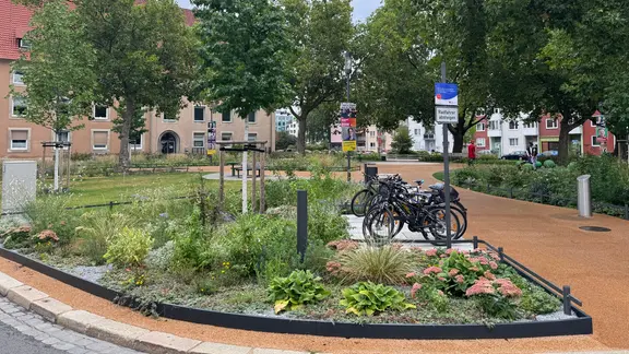 Diese kleine Oase wurde vor einigen Monaten in der Braunschweiger Innenstadt geschaffen. | NDR, Sabine Hausherr Ein Pocketpark in der Innenstadt.