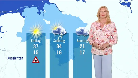 Claudia Kleinert moderiert das Wetter. | Screenshot Claudia Kleinert moderiert das Wetter.