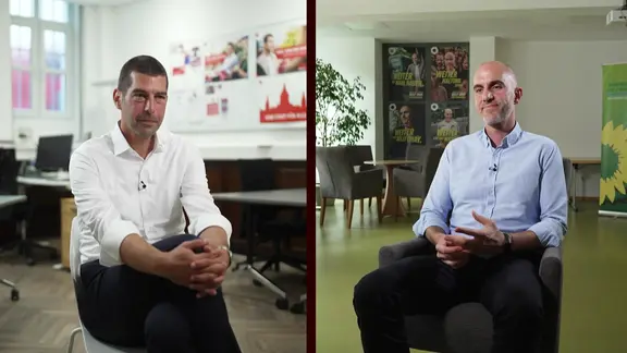 Axel von der Ohe, SPD und der amtierender Bürgermeister Belit Onay, Grüne | Screenshot Axel von der Ohe, SPD und der amtierender Bürgermeister Belit Onay, Grüne