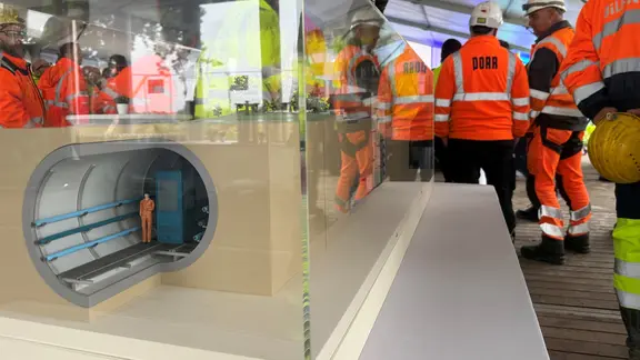 Ein Modell zeigt den SuedLink-Tunnel zwischen Wischhafen und Wewelsfleth. | NDR, Maja Nowak Ein Modell zeigt den SuedLink-Tunnel zwischen Wischhafen und Wewelsfleth.