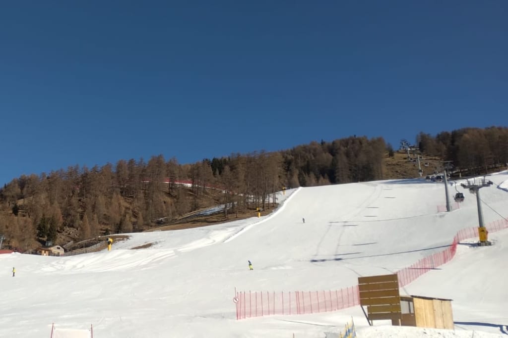 Snow shortage at a ski resort in Italy's Alps in January 2026.