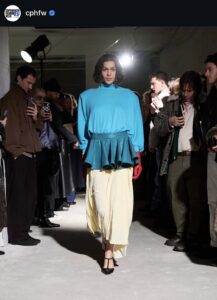 Instagram screenshot featuring a runway look from Nicklas Skovgaard's show