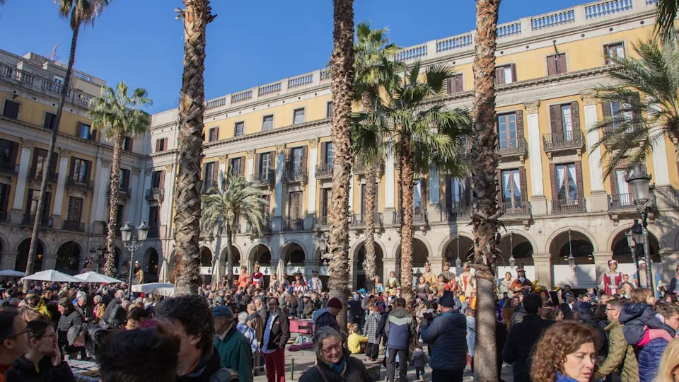 Barcelona, Spain - 02.12.2023: People walking through the Gothic quarter