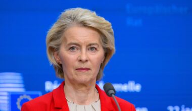 European Commission President Ursula von der Leyen holds a press conference at the end of the emergency summit on threats by the US President to impose tariffs on countries opposed to his push to take Greenland in Brussels, Belgium, on January 23, 2026
