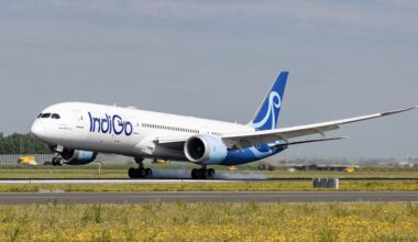 IndiGo Boeing 787 landing at Amsterdam Schiphol with Norse Atlantic tail