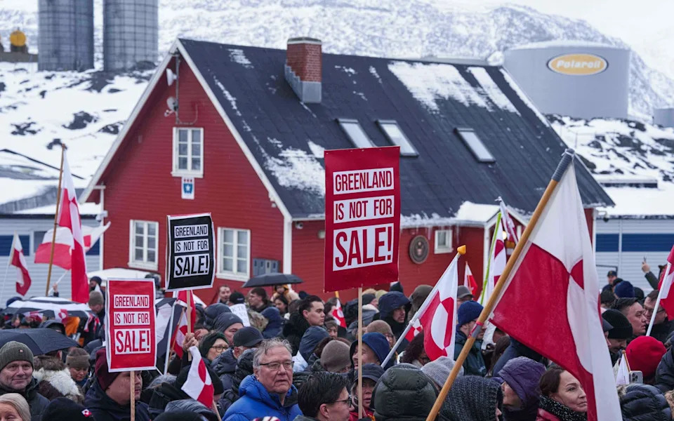 A demonstration against American rule in Nuuk, Greenland