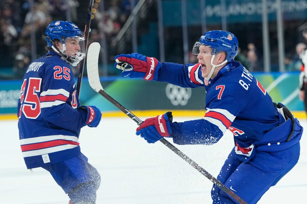Jack Eichel and Brady Tkachuk power the U.S. past Denmark 6-3 at Olympics