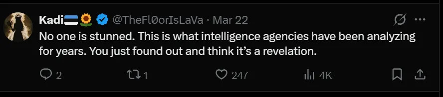 Screenshot from Eric Daugherty's post/X