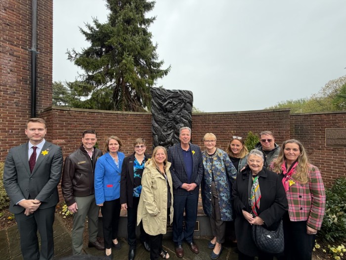 Over 150 people attended the unveiling, including state Assembly Member Jake Blumencranz (second from L.), North Hempstead Town Supervisor Jennifer DeSena (third from L.) and Nassau County Legislature Minority Leader Delia DeRiggi-Whitton (fourth from R.).
