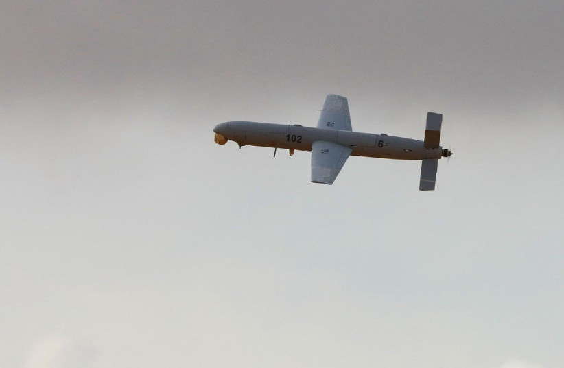 Elbit Systems' SkyStriker drone in flight.