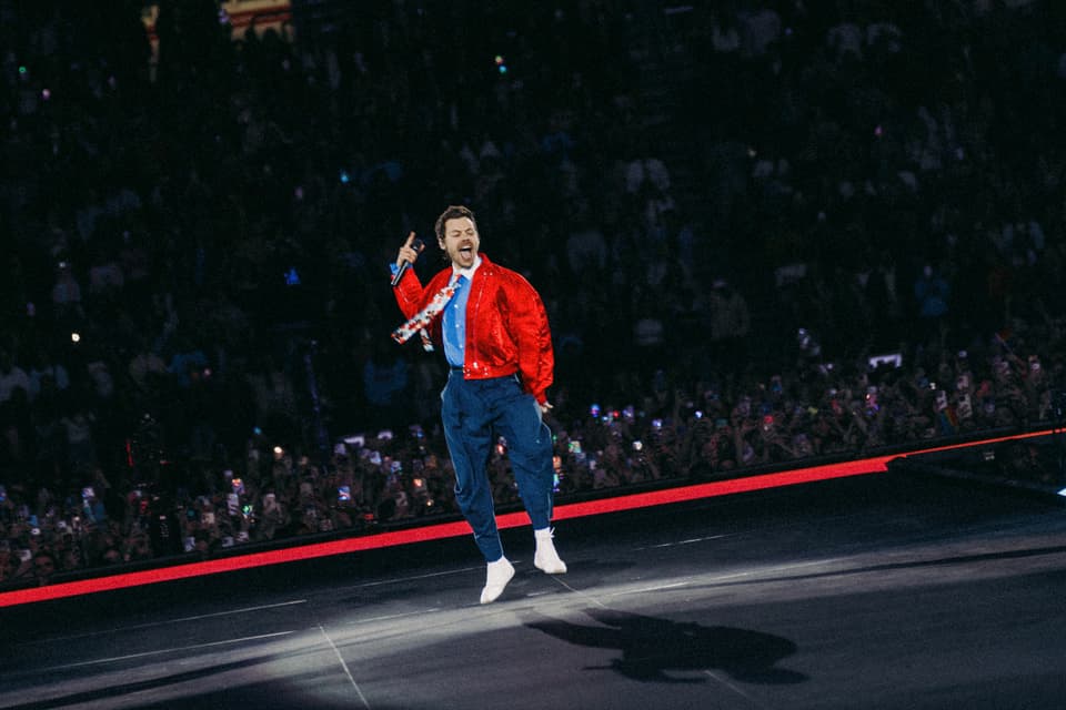 Harry Styles performs on stage during his Together, Together Tour at Johan Cruijff Arena on May 16, 2026