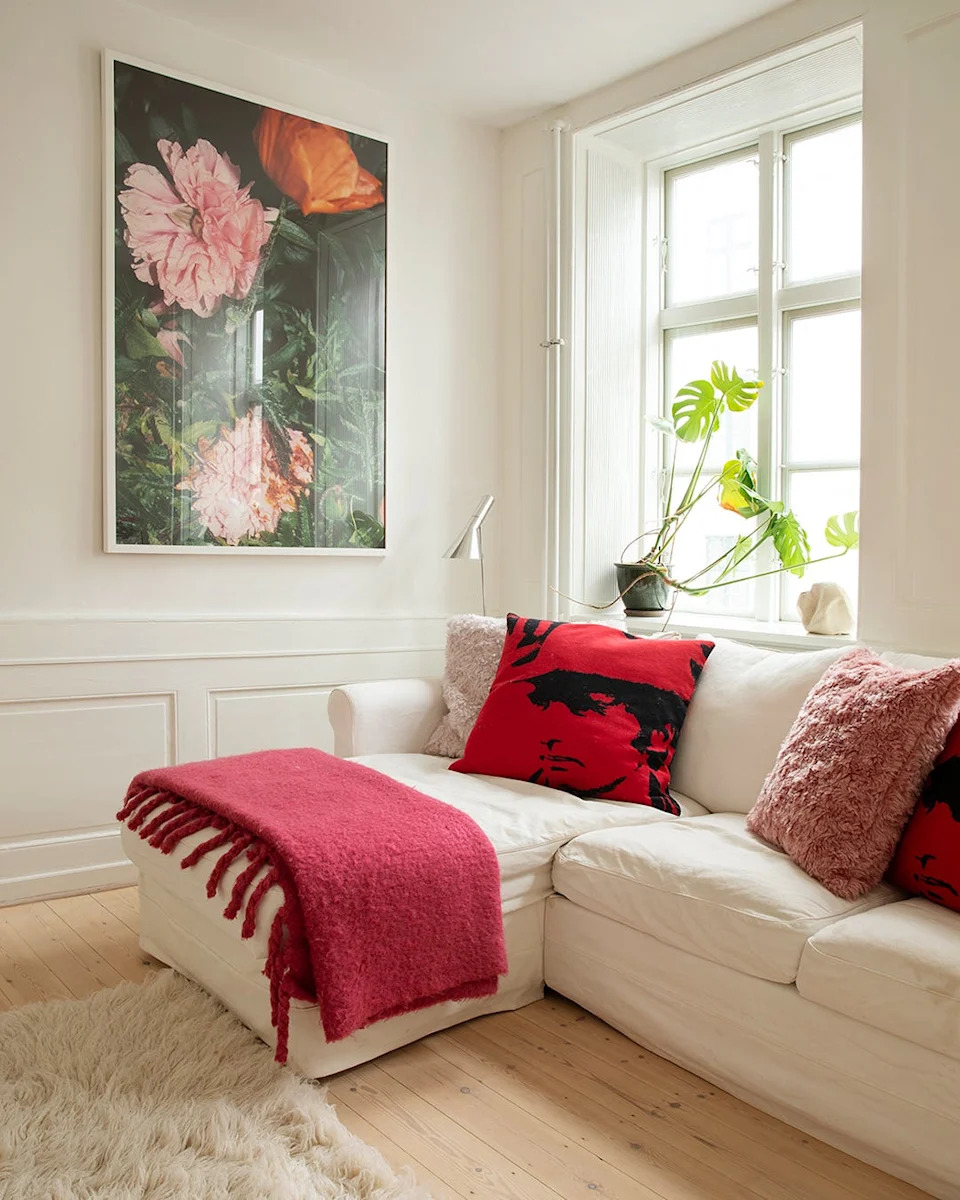 cozy living room with a couch and decorative elements