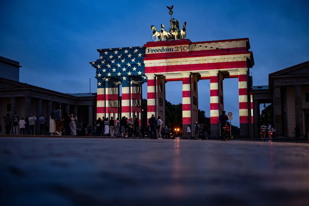 Berlin honours US 250th with red, white and blue Brandenburg Gate