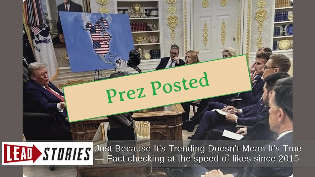 Fact Check: Donald Trump DID Post Photo Where He Shows European Leaders A Map With Canada, Greenland And Venezuela Covered In A U.S. Flag -- Doctored Map