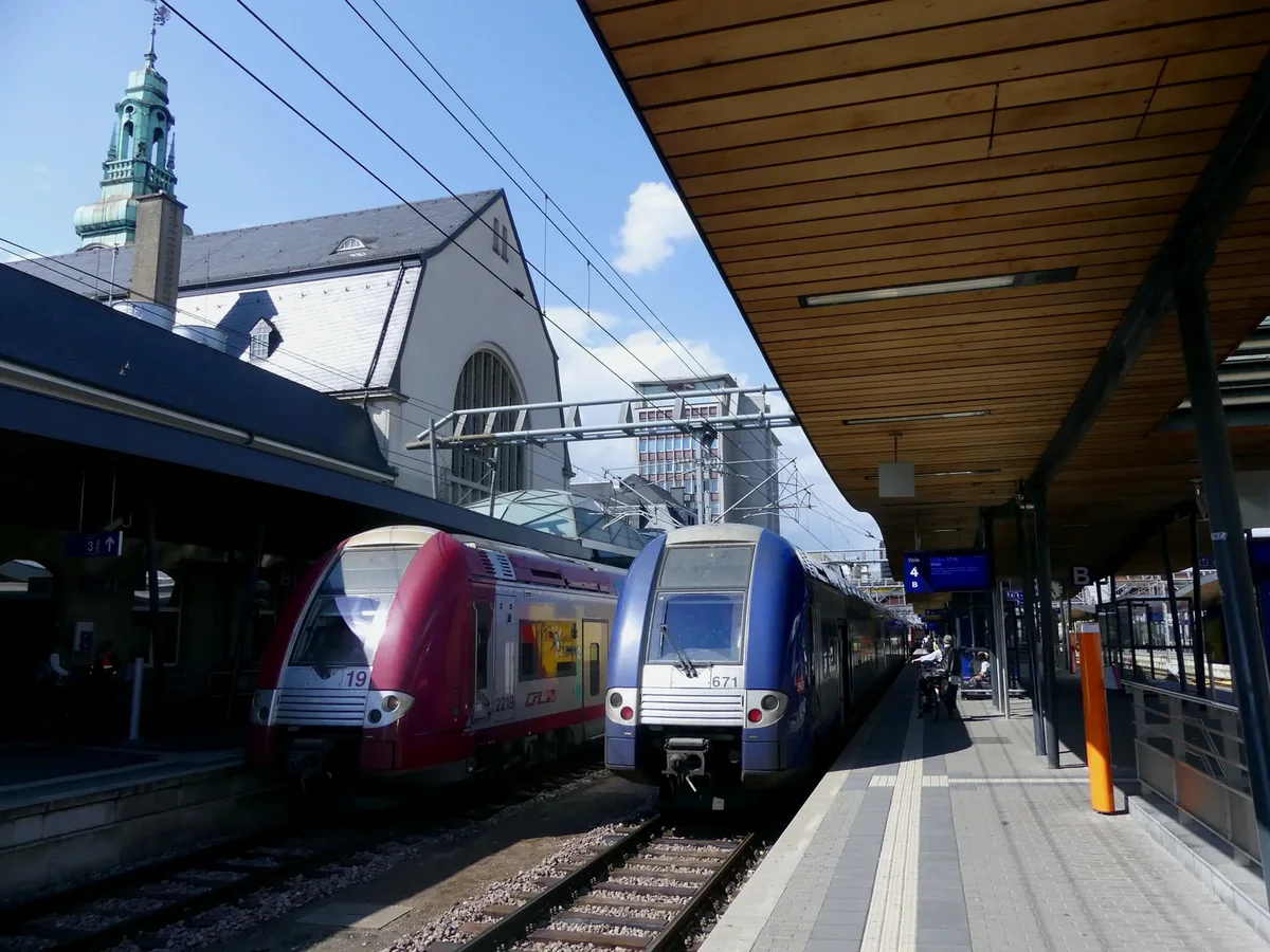 CFL and SNCF regional trains at Luxembourg railway station